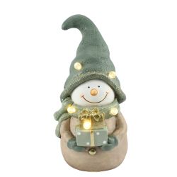 Christmas Snowman with Gifts Battery operated LED light 35cm Green