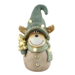 Christmas Deer with Hat Battery operated LED light 36cm Green