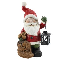 Santa with Gifts & Lantern 40cm Red