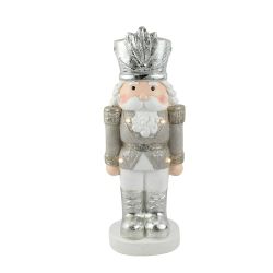 Christmas Nutcracker with Beard LED Battery operated 44cm Silver