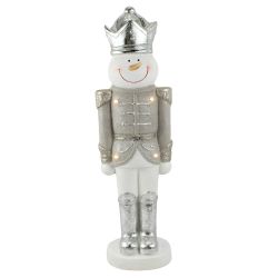 Christmas Snowman Nutcracker LED Battery operated 55cm Silver