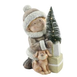 Child with Christmas Tree & Puppy 37cm