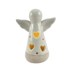 Faceless Angel with Heart Sign LED Battery operated 10cm White