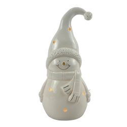 Christmas Snowman with Hat Battery operated LED light 21cm White