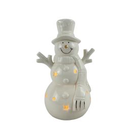 Christmas Snowman with Hat & Scarf LED Battery operated 17cm White