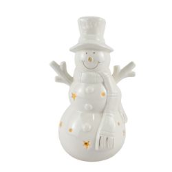Christmas Snowman with Hat & Scarf LED Battery operated 17cm White