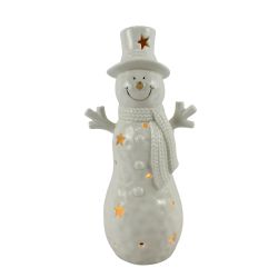 Christmas Snowman with Hat & Scarf LED Battery operated 25cm White