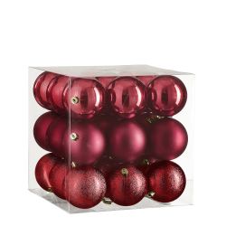 Shatterproof Baubles Dark Red 27Pk