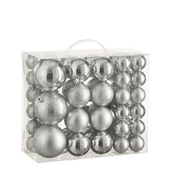 Shatterproof Baubles Silver 46Pk