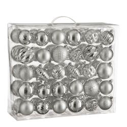 Shatterproof Baubles Silver 60Pk