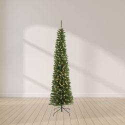 7ft Pre Lit Alaskan Pencil Pine Christmas Tree 280 Led Lights