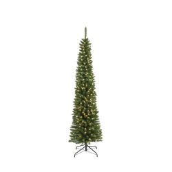 7ft Pre Lit Alaskan Pencil Pine Christmas Tree 280 Led Lights
