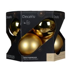 Shatterproof Baubles Gold 6 Pack