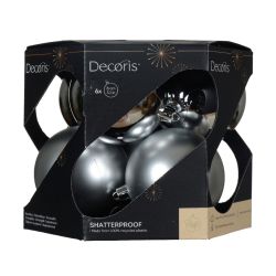 Shatterproof Baubles Silver 6 Pack