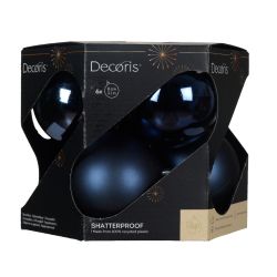 Shatterproof Baubles Blue 6 Pack