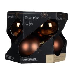 Shatterproof Baubles Brown 6 Pack