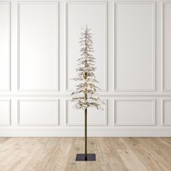 6ft Fir Snowy Christmas Tree White with LED