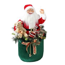 Dancing Santa In Gift Bag W/Battery Operated LED Lights 56cm Red