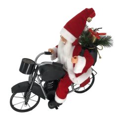Santa With Motorbike Battery Operated LED Lights 40cm Red