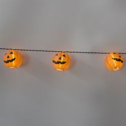 Fabric Pumpkin Face Lantern Light Chain