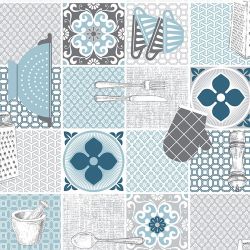 Blue Cookware Wipe Clean Tablecloth