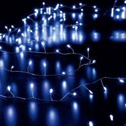 Silver Wire 480 Battery Operated LED Lights White
