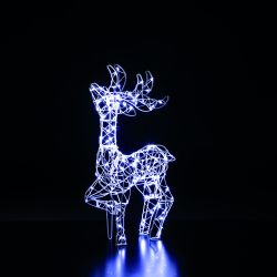 Led Framed Standing Deer 60Cm White