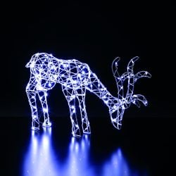 Led Framed Grazing Deer 40Cm White