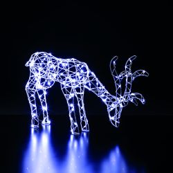 Led Framed Grazing Deer 40Cm White