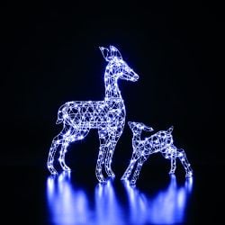 LED Framed Deer and Fawn 80cm White