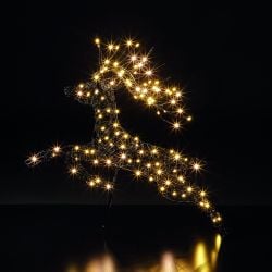 Led Wire Framed Leaping Stag 55Cm Warm White