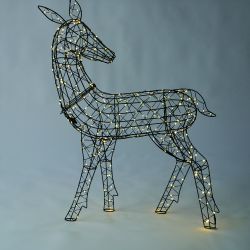 Led Framed Deer 95Cm White