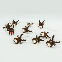 10 Led B/O Reindeer String Lights Warm White