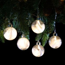 Feather Bauble Garland 225cm White - 10 Pack