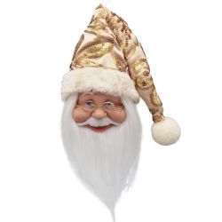 Santa Head With Hat 31cm Gold