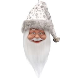 Santa Head With Hat 31cm Silver