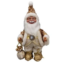 Musical Santa With Sack 41cm Gold