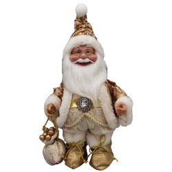 Musical Santa With Sack 41cm Gold
