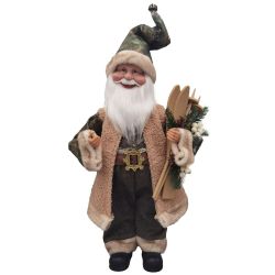 Musical Santa 45cm Green and Brown