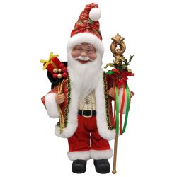 Musical Santa With Wreath 46cm Red