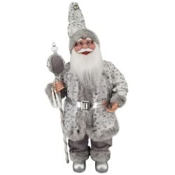 Musical Santa 71cm Silver