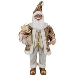 Santa With Gifts And Sack 91cm Gold