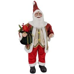 Santa With Gifts And Sack 91cm Red