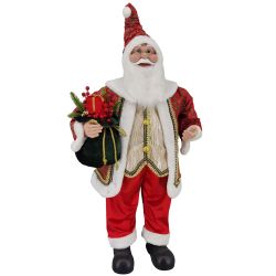 Santa With Gifts And Sack 91cm Red