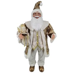 Santa With Gifts And Sack 122cm Gold