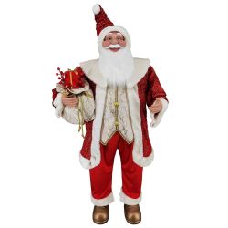 Santa With Gifts And Sack 122cm Red