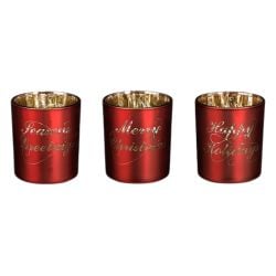 Tealight Holder Xmas Red 3 Pieces 8cm
