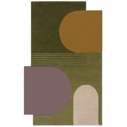 Lozenge Abstract Wool Rug Green 120X180