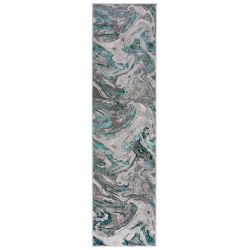 Marbled Abstract Modern Runner Emerald 60X230