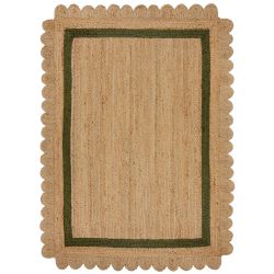 Grace Jute Scalloped Rug Green 120X170